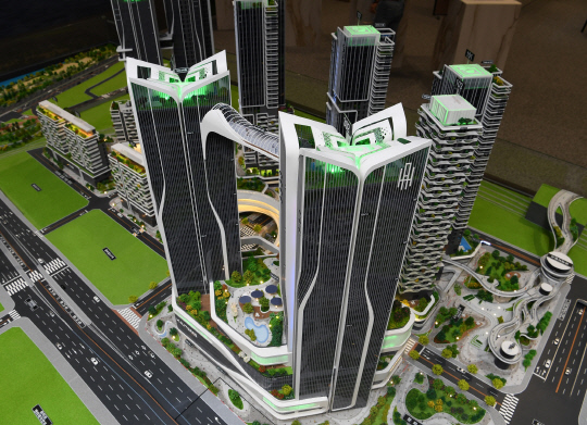 '오티에르 용산' 모형도(동측 상부) 모습. [포스코이앤씨 제공]